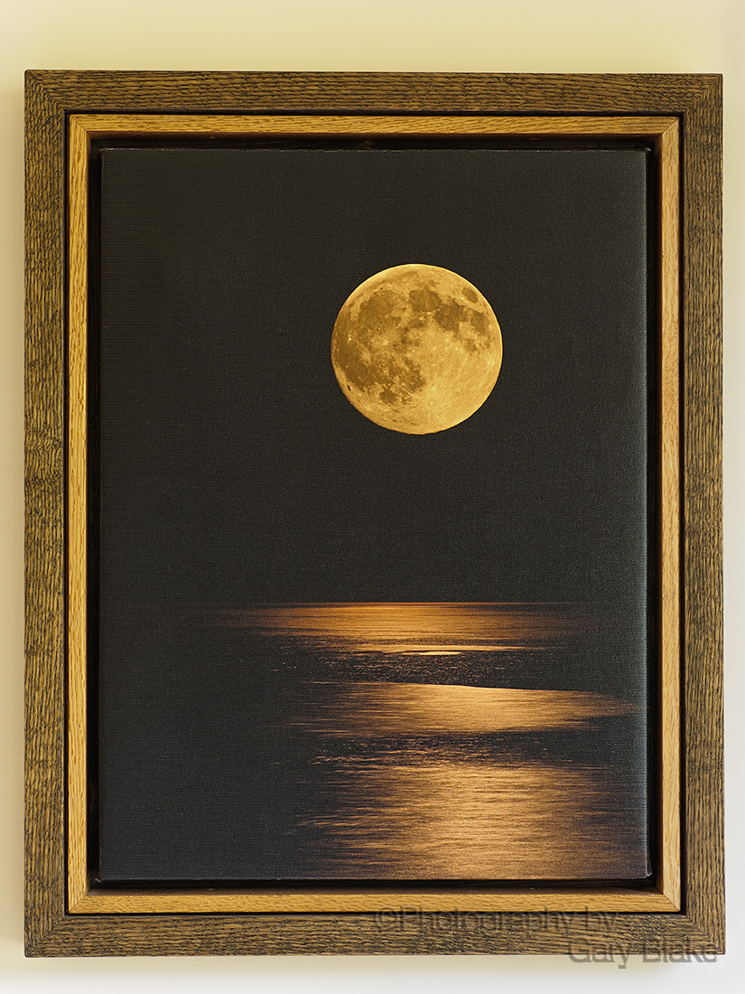 Moonrise, on canvas, custom oak frame